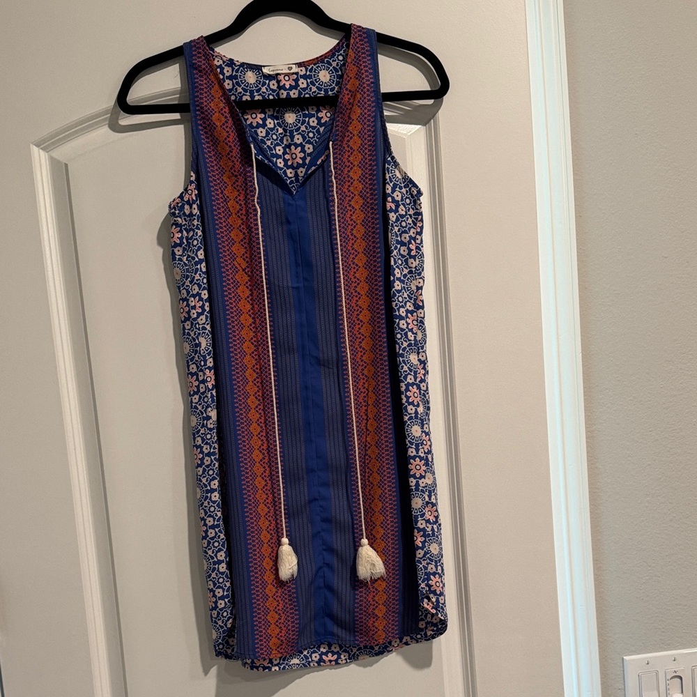 Soprano Blue and Orange Patterned Tank Top